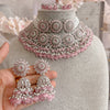 Alar Bridal Silver Necklace Set - Pink - SOKORA JEWELSAlar Bridal Silver Necklace Set - Pink