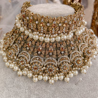 Aleena Bridal Necklace set - Pearl - SOKORA JEWELSAleena Bridal Necklace set - Pearl