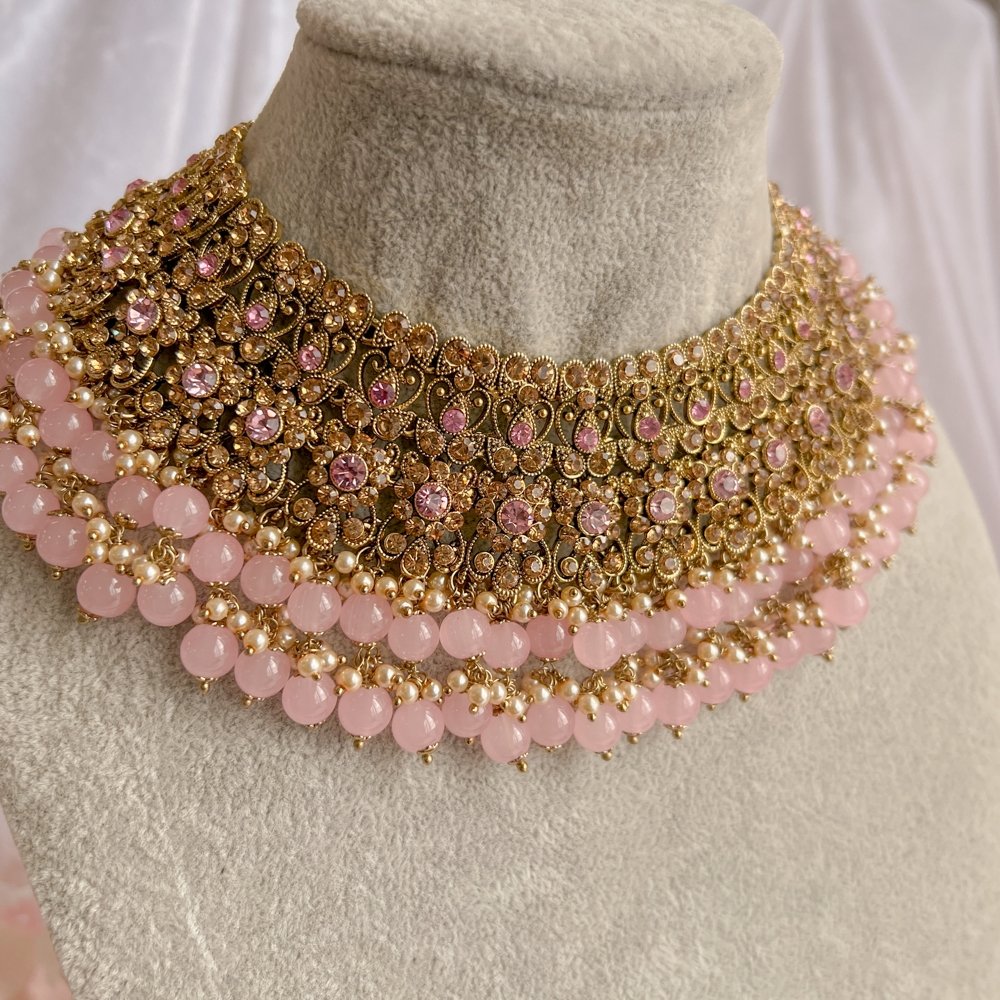 Aleesha Necklace - Pink - SOKORA JEWELSAleesha Necklace - PinkChoker Sets