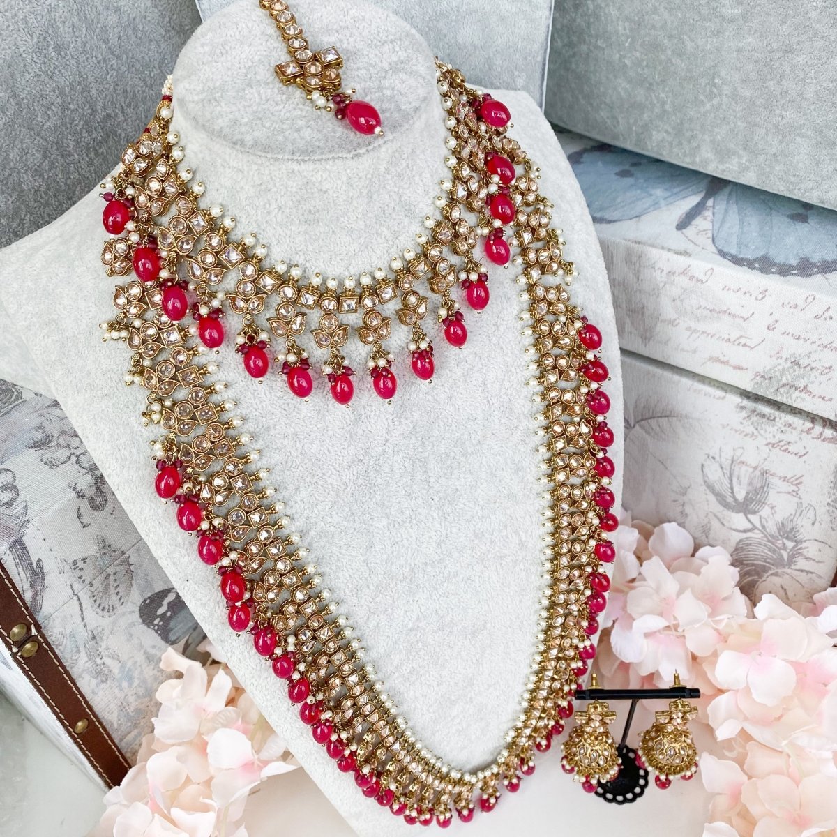 Bridal ruby clearance jewellery set