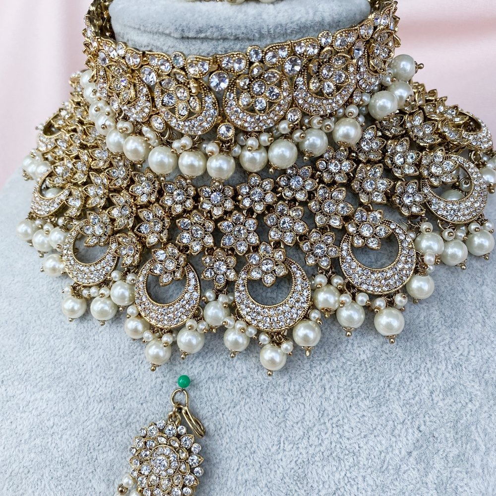 Anamika Bridal Necklace set - Pearl - SOKORA JEWELSAnamika Bridal Necklace set - Pearl