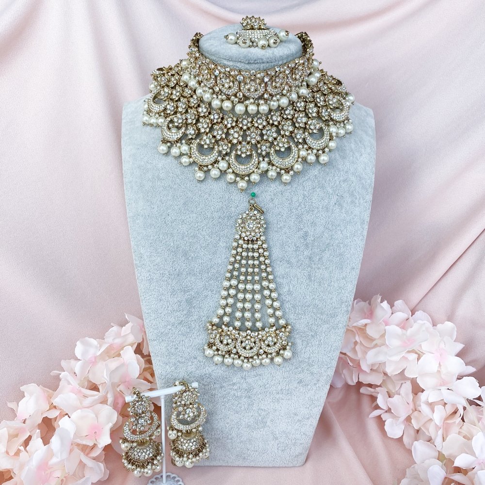 Anamika Bridal Necklace set - Pearl - SOKORA JEWELSAnamika Bridal Necklace set - Pearl