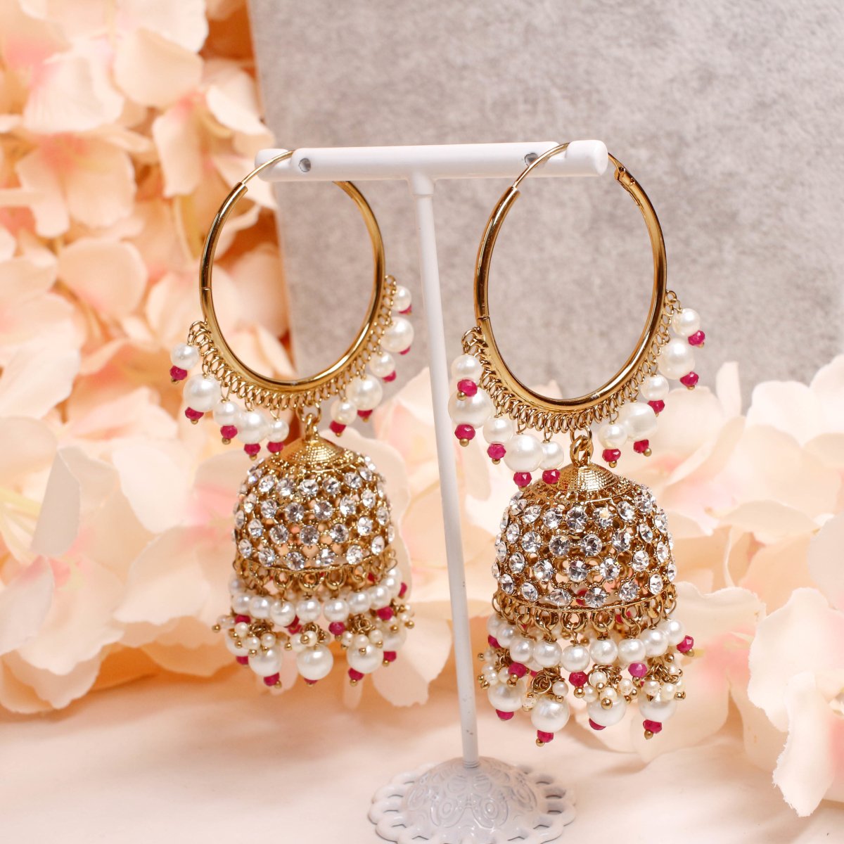 Buy Petite Fancy Stone Jhumkas Gold Earrings | GRT Jewellers