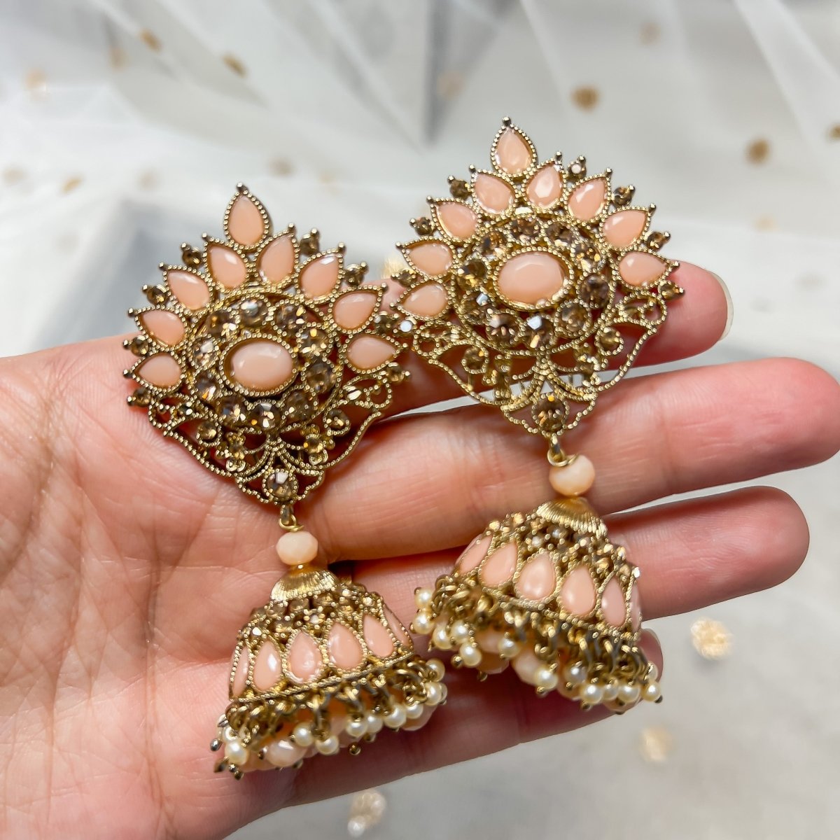 Antique Gold Vintage Indian Earrings Ring Jhumki Jhumka 3 cm Traditional  Set | eBay