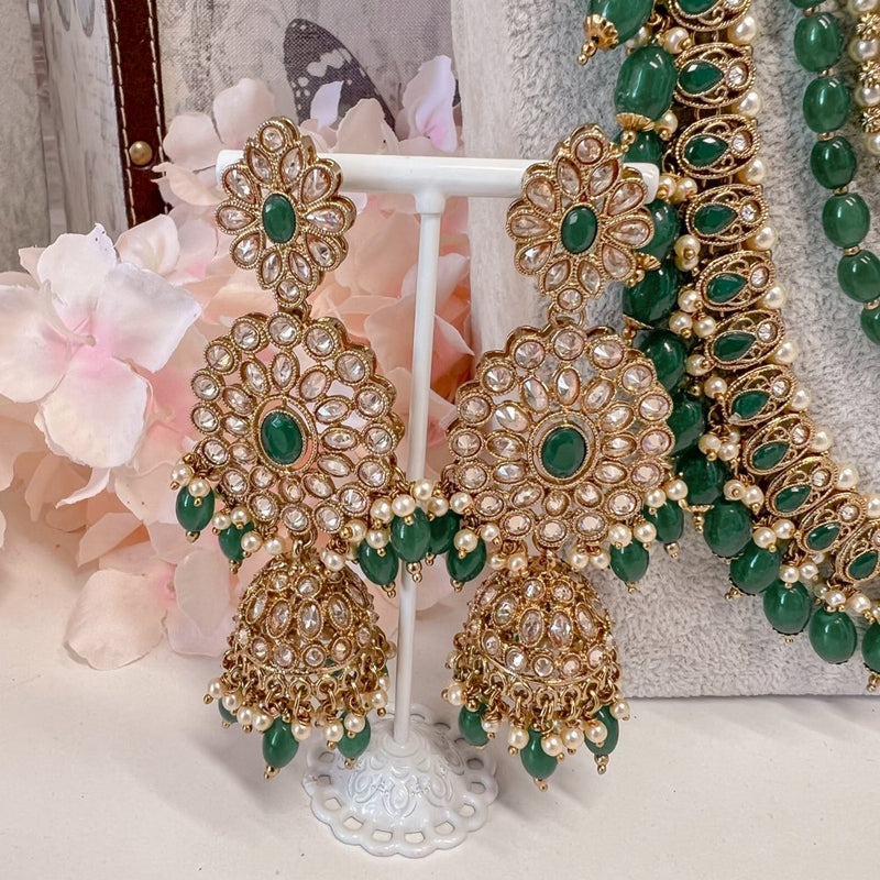 Anu Bridal Necklace set - Green - SOKORA JEWELSAnu Bridal Necklace set - Green