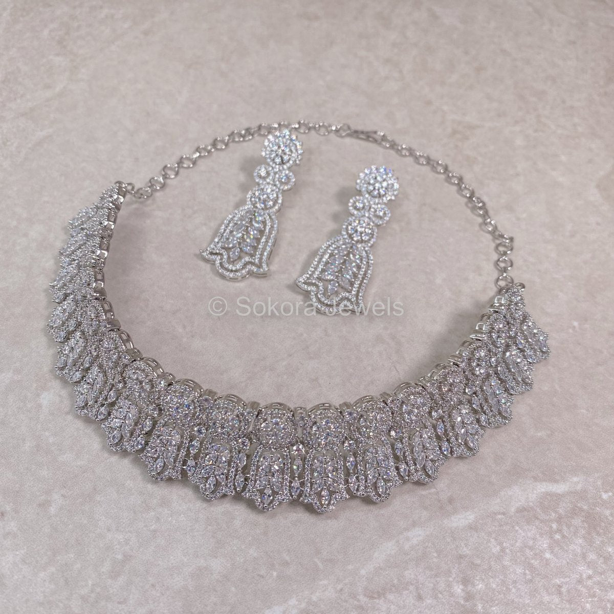 Ariana Small Diamante Set - Clear - SOKORA JEWELSAriana Small Diamante Set - ClearNECKLACE SETS