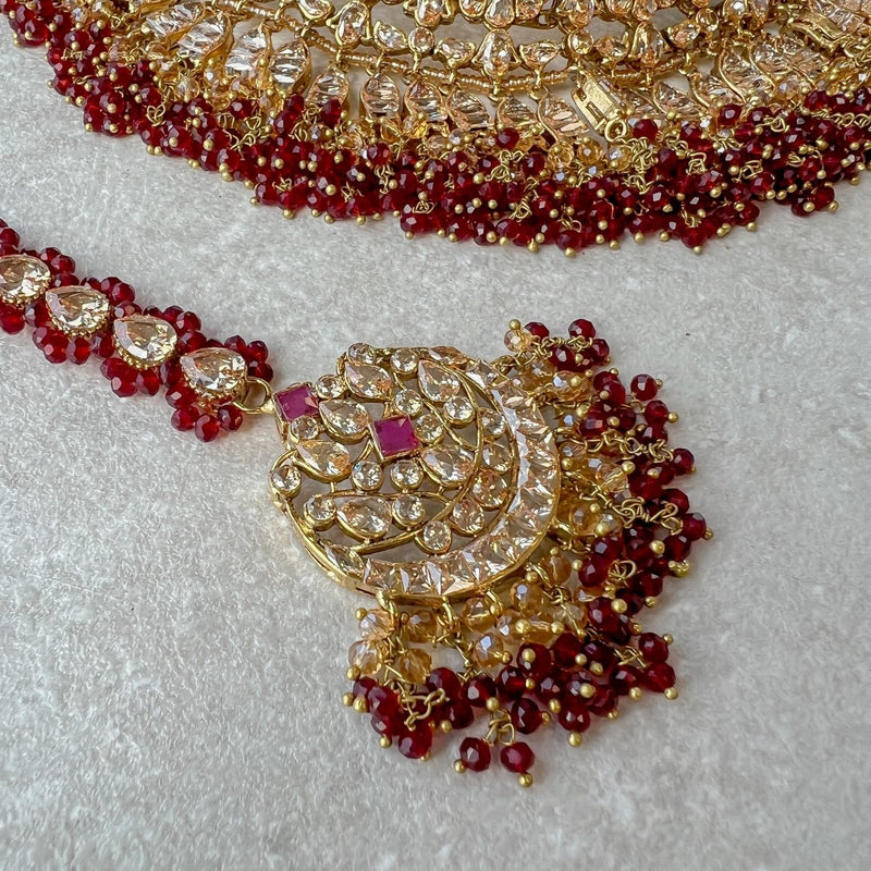 Azmat Bridal set - Maroon - SOKORA JEWELSAzmat Bridal set - Maroon