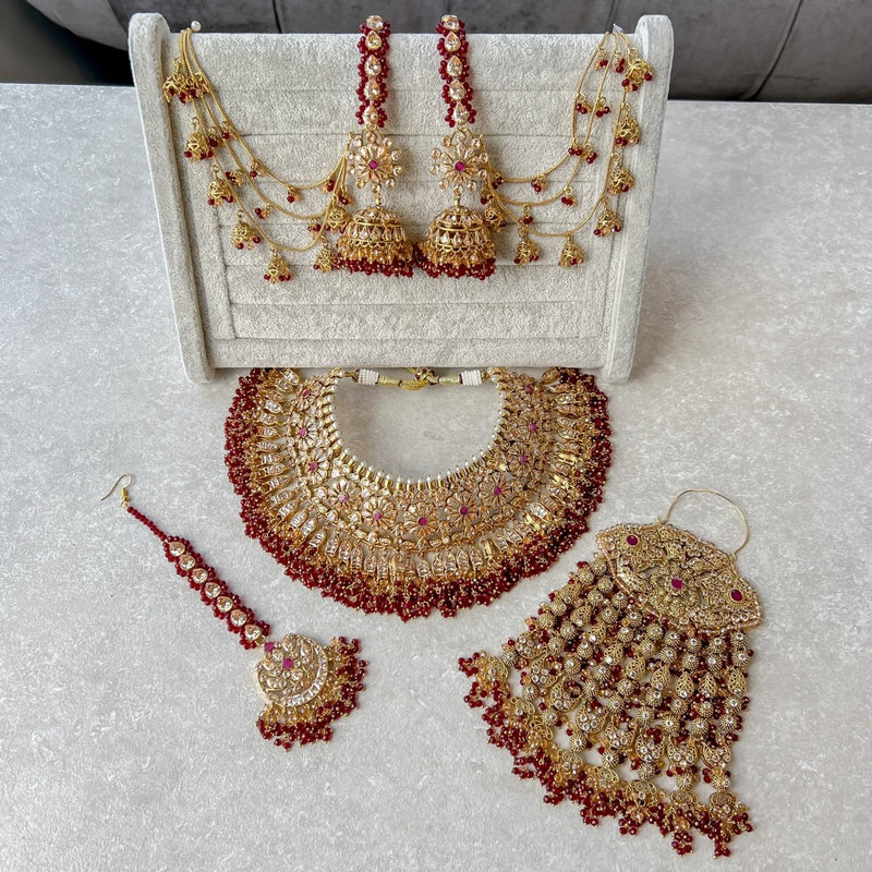 Azmat Bridal set - Maroon - SOKORA JEWELSAzmat Bridal set - Maroon