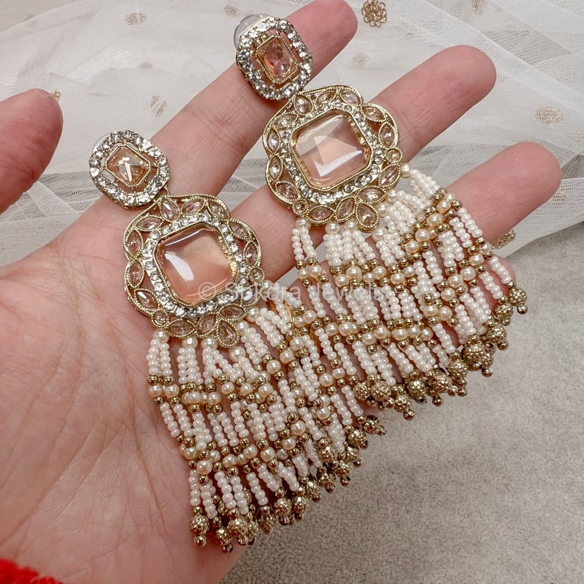 Beaded Tassel Earrings Golden – SOKORA JEWELS