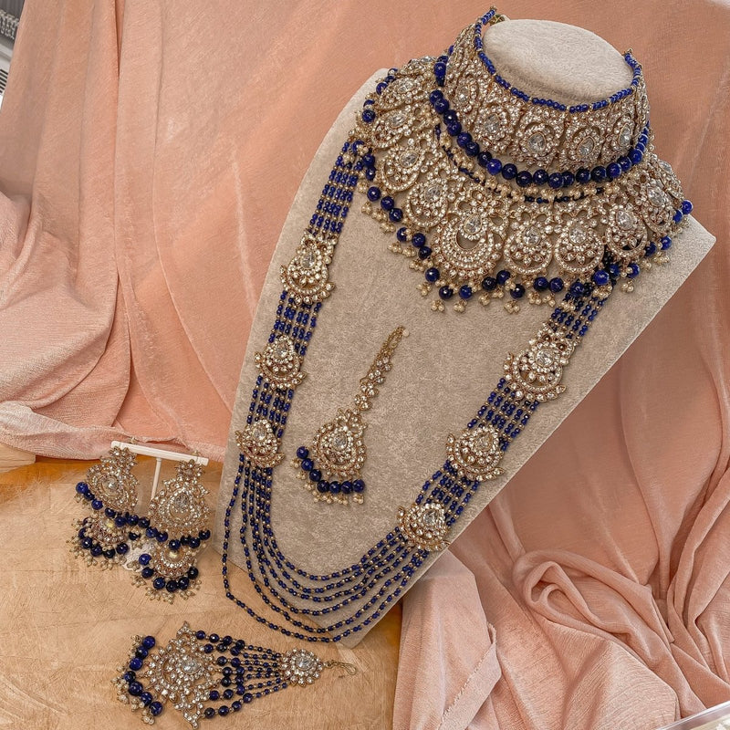 Bilqees Bridal Necklace Set - Navy - SOKORA JEWELSBilqees Bridal Necklace Set - Navy