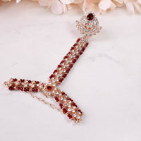 Bilqees Hand Harness - Rose Gold/Maroon - SOKORA JEWELSBilqees Hand Harness - Rose Gold/Maroon