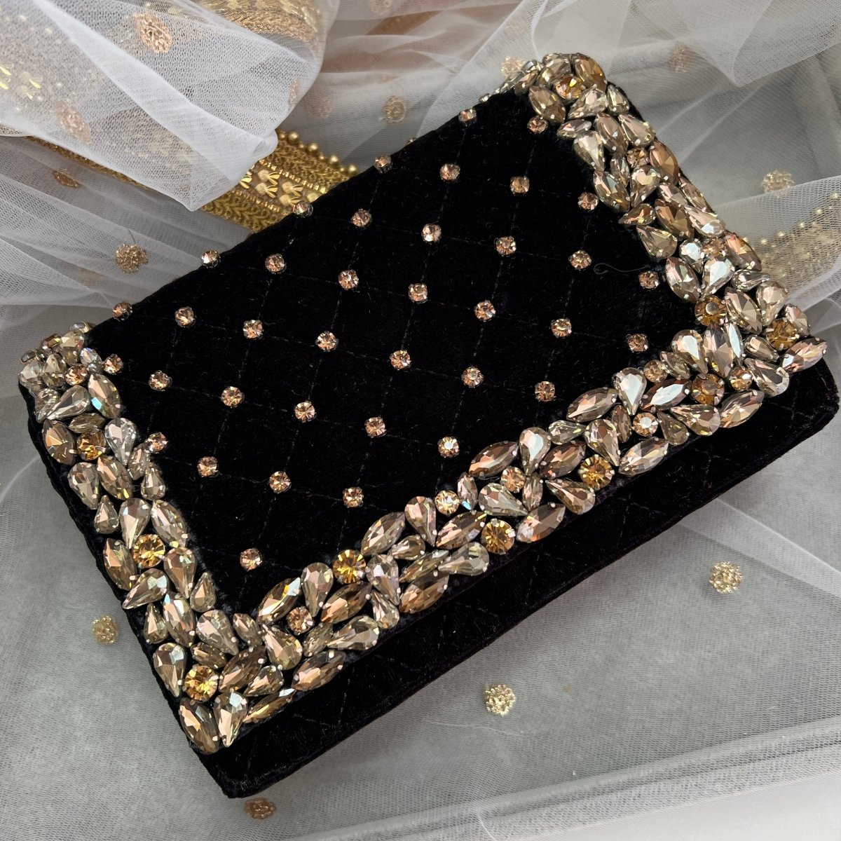 Black cheap velvet clutch