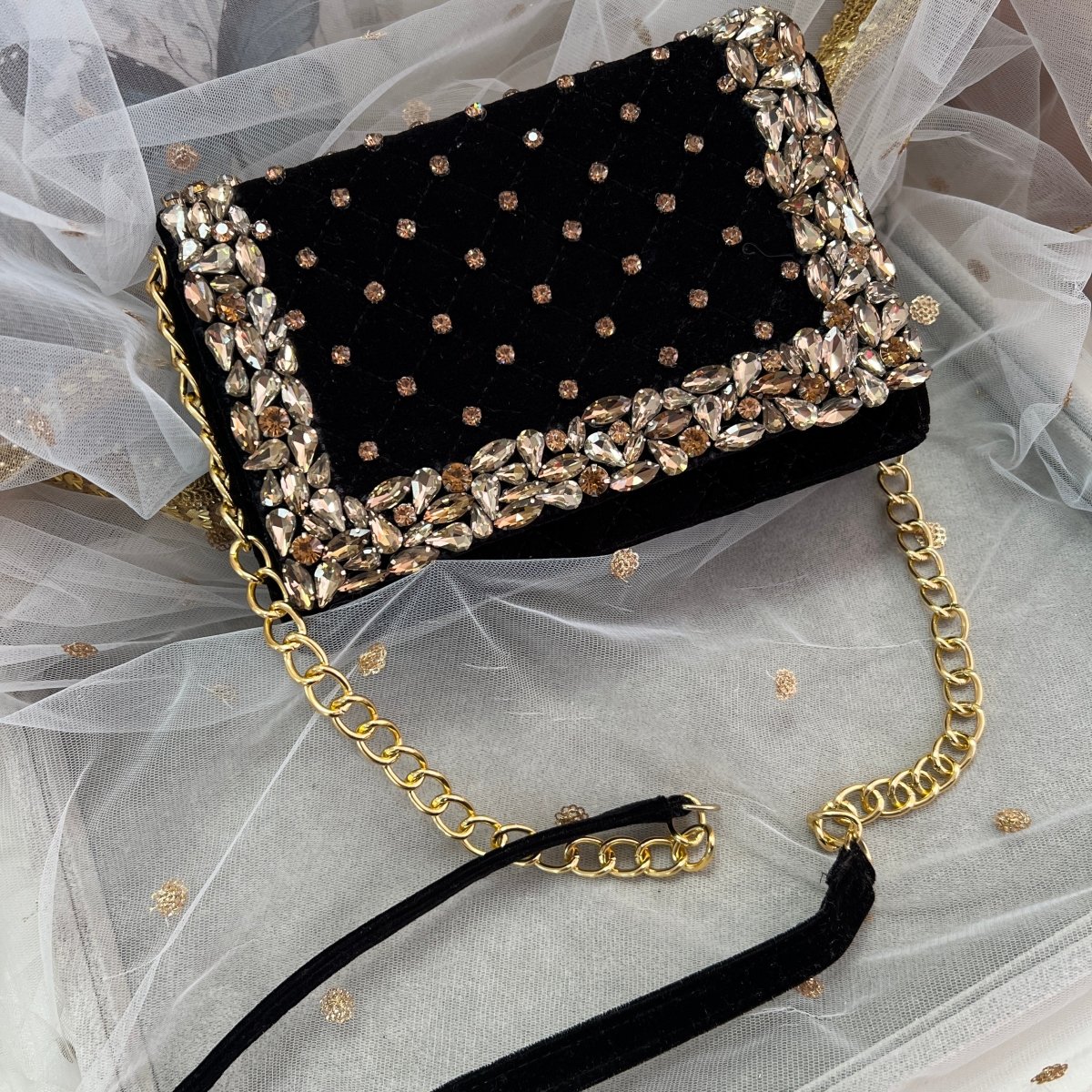 Women Retro Black Velvet Evening Clutch Bag Glitter For Rhinestone Buckle  Banquet Party Ladies Handbag Wedding Cocktail Purse With Shoulder Chain |  Fruugo QA