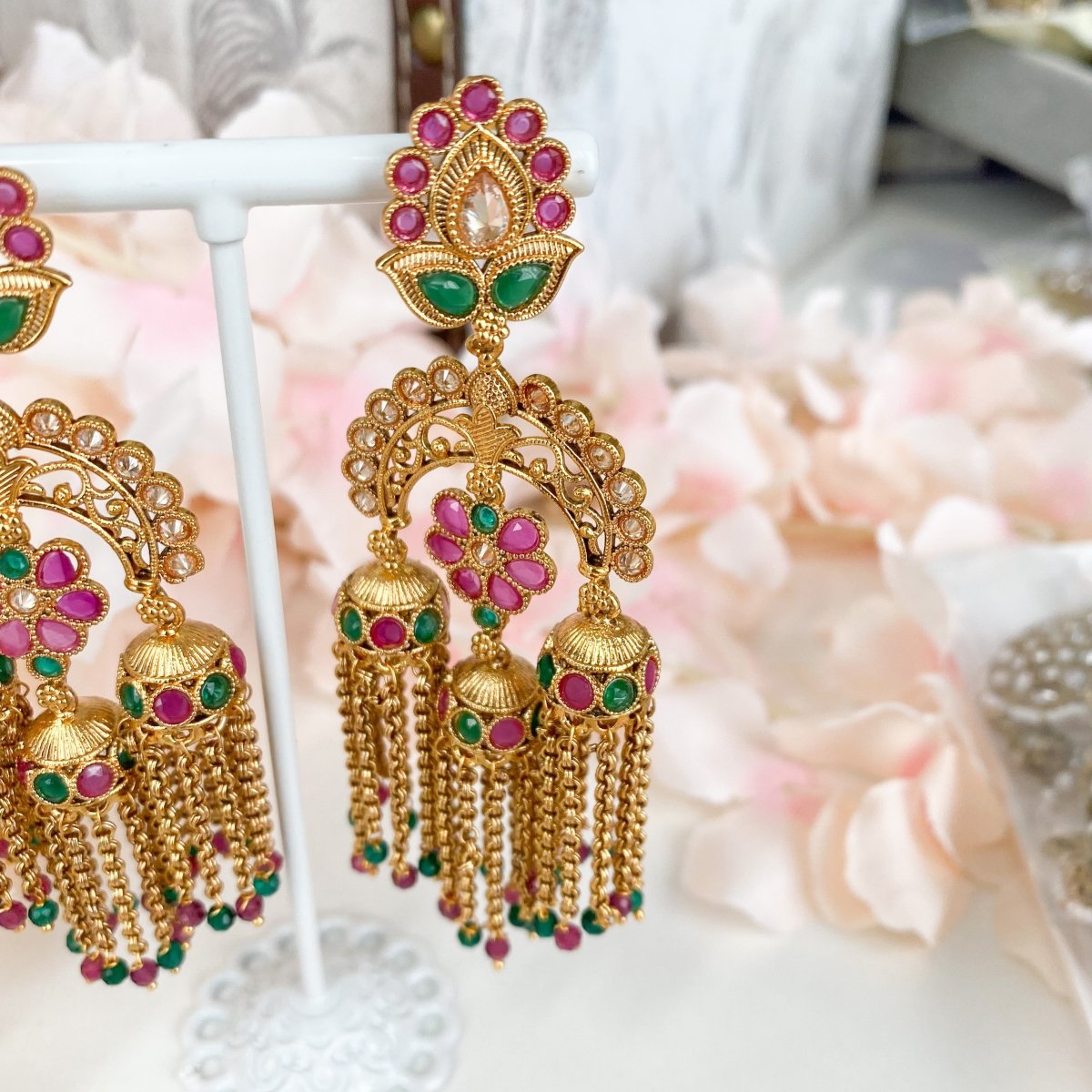 Bright Gold jhumka Tassel Earrings – SOKORA JEWELS