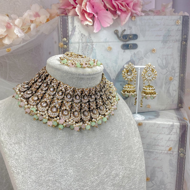 Camelia Bridal Necklace set - Pastels - SOKORA JEWELSCamelia Bridal Necklace set - Pastels