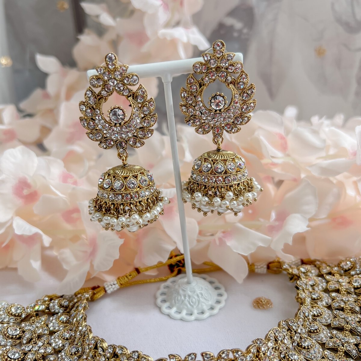 Camelia Bridal Necklace set - Pearl - SOKORA JEWELSCamelia Bridal Necklace set - Pearl