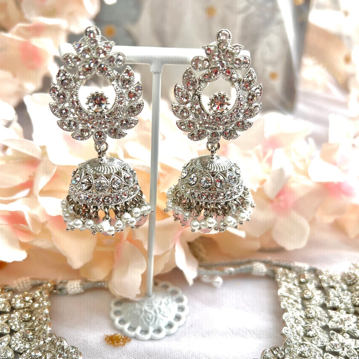 Camelia Silver Necklace set - Pink - SOKORA JEWELSCamelia Silver Necklace set - Pink