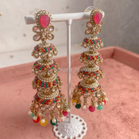 Cascading Jhumka Earrings - Multicolour - SOKORA JEWELSCascading Jhumka Earrings - Multicolour