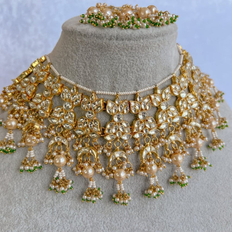 Champagne Kundan Bridal set SOKORA JEWELS