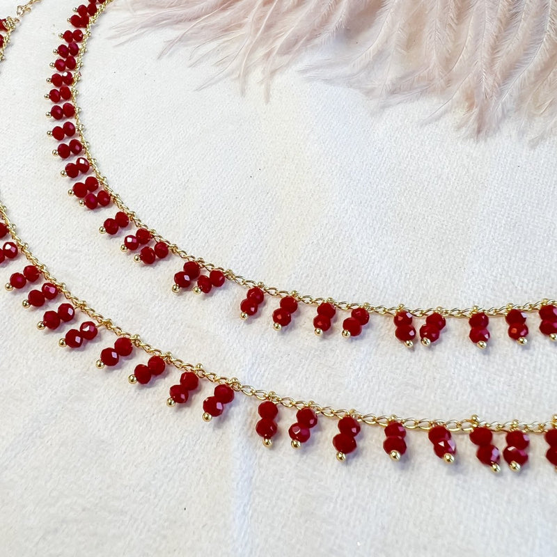 Cherry Red bead Anklets - SOKORA JEWELSCherry Red bead Anklets