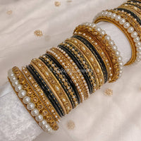 Chunky Pearl Bangle Set - Black - SOKORA JEWELSChunky Pearl Bangle Set - BlackBANGLES