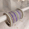 Chunky Pearl Bangle Set - Silver & Purple - SOKORA JEWELSChunky Pearl Bangle Set - Silver & PurpleBANGLES