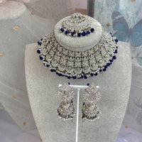Copy of Camelia Silver Necklace set - Navy - SOKORA JEWELSCopy of Camelia Silver Necklace set - Navy