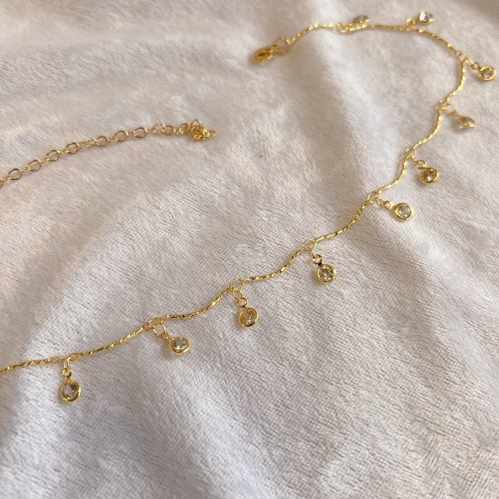 Crystal Charm Gold Plated Necklace - SOKORA JEWELSCrystal Charm Gold Plated NecklaceChoker Sets