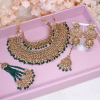 Deandra Bridal Double necklace set - Green - SOKORA JEWELSDeandra Bridal Double necklace set - Green