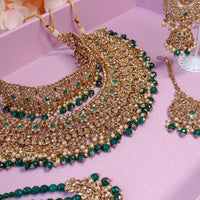 Deandra Bridal Double necklace set - Green - SOKORA JEWELSDeandra Bridal Double necklace set - Green