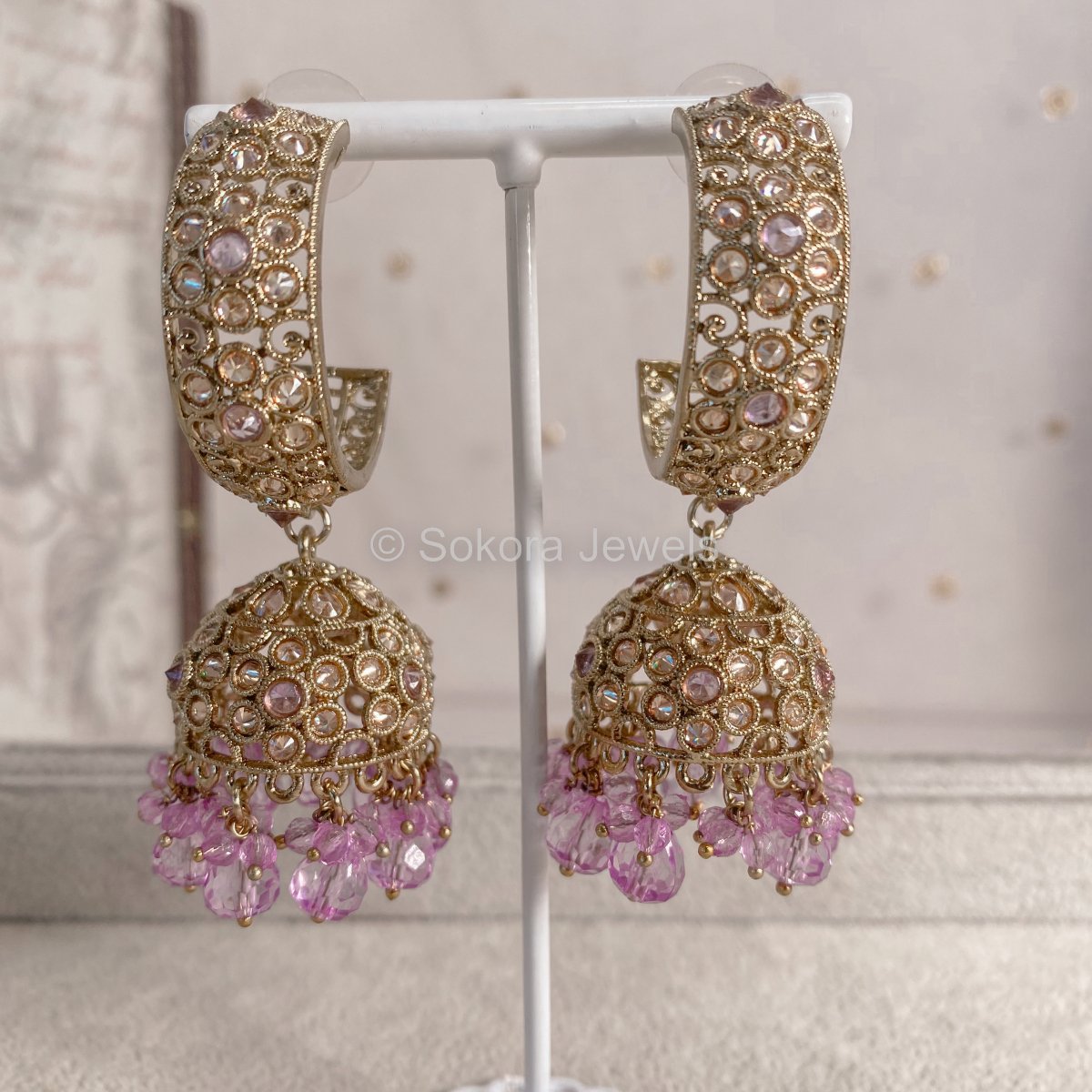 Gorgeous Chandbali Long Jhumka Earrings | South Indian Style CZ stone –  Indian Designs