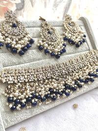 Eemaan Choker Set - Navy - SOKORA JEWELSEemaan Choker Set - Navy