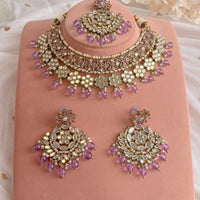 Ekta Mirrored Necklace set - Lilac - SOKORA JEWELSEkta Mirrored Necklace set - LilacNECKLACE SETS