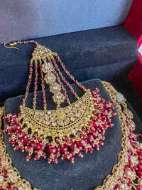 Enas Bridal necklace set - Maroon - SOKORA JEWELSEnas Bridal necklace set - Maroon