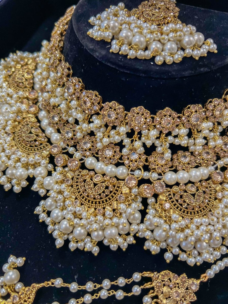 Enas Bridal necklace set - Pearl - SOKORA JEWELSEnas Bridal necklace set - Pearl