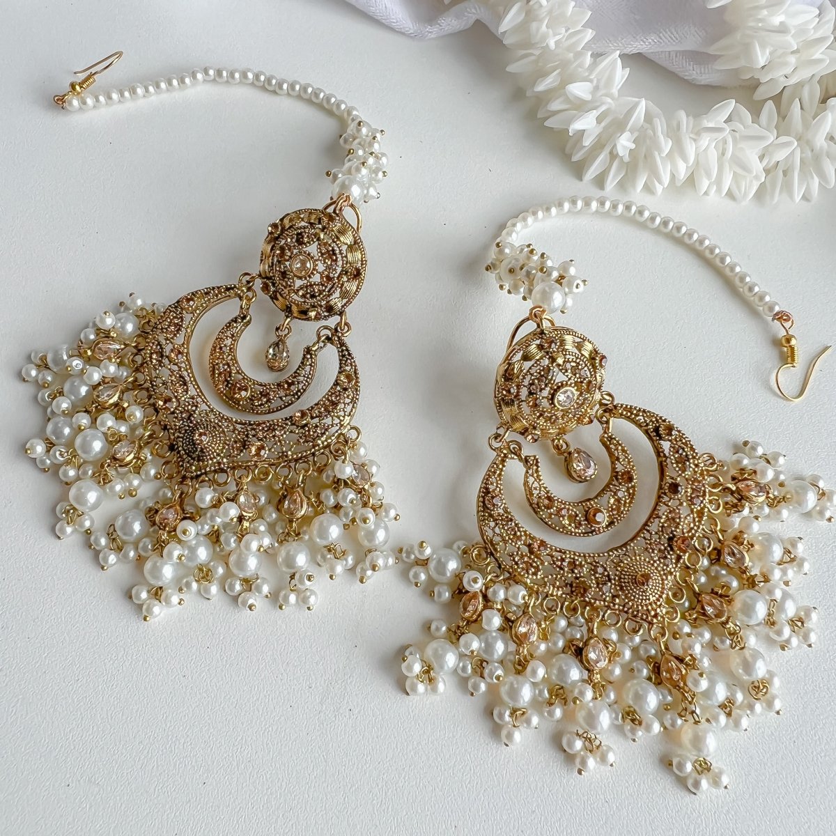 Earrings & Studs, Gold Plated Jhumka With Small Pearl Beads And Colourful  Stone
