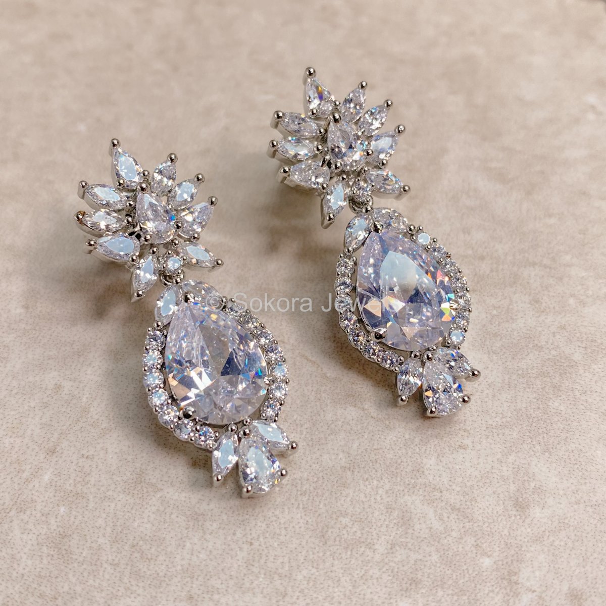 Fleur Drop Diamante Set - Clear - SOKORA JEWELSFleur Drop Diamante Set - ClearNECKLACE SETS