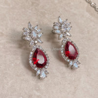 Fleur Drop Diamante Set - Red - SOKORA JEWELSFleur Drop Diamante Set - RedNECKLACE SETS