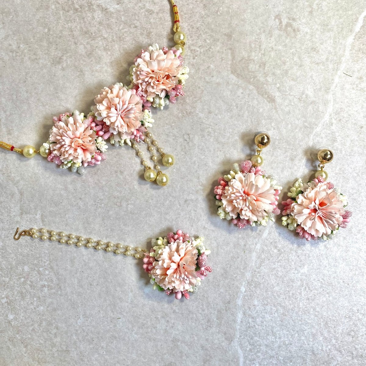 Floral Necklace set - Pink - SOKORA JEWELSFloral Necklace set - Pink