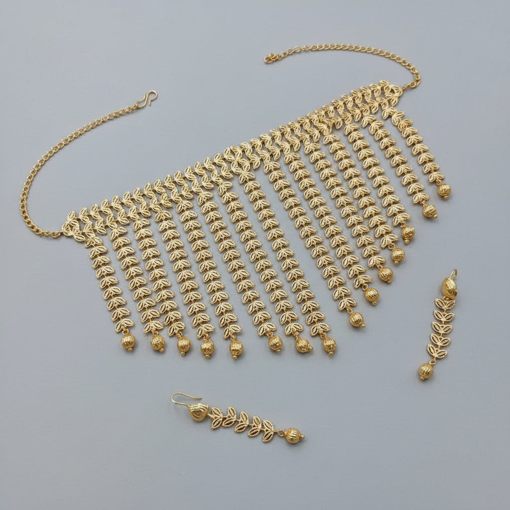 Gold Tassel Necklace set – SOKORA JEWELS