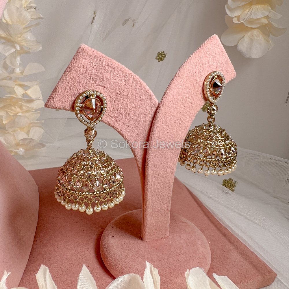 Golden Jhumka Earrings - SOKORA JEWELSGolden Jhumka Earrings