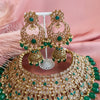 Green Bead Bridal Antique Gold Necklace Set - SOKORA JEWELSGreen Bead Bridal Antique Gold Necklace Set