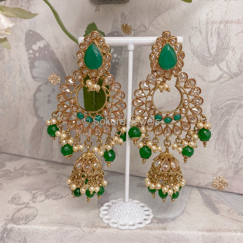 Green Bridal Necklace set - NO TIKKA - SOKORA JEWELSGreen Bridal Necklace set - NO TIKKA
