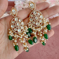 Green Drop Kundan Earrings - SOKORA JEWELSGreen Drop Kundan Earrings