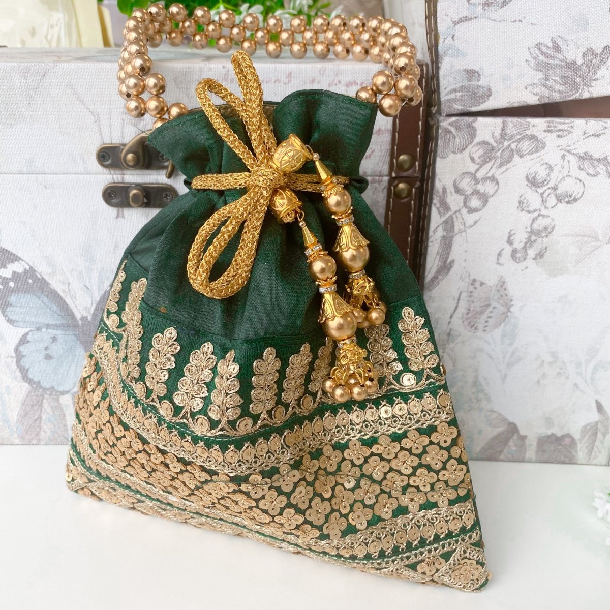 Green Potli Bag - SOKORA JEWELSGreen Potli Bag