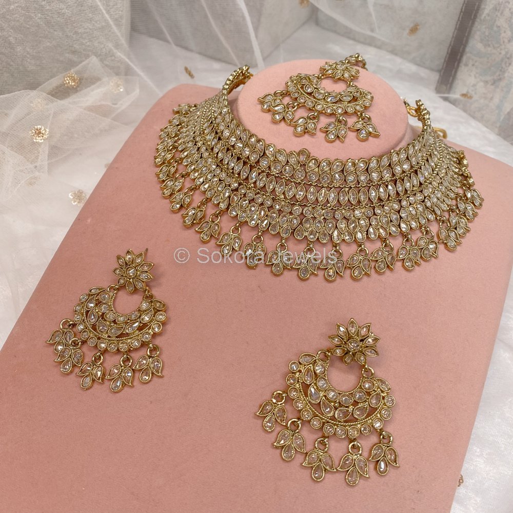 Hardeesh Necklace Set - Golden - SOKORA JEWELSHardeesh Necklace Set - Golden