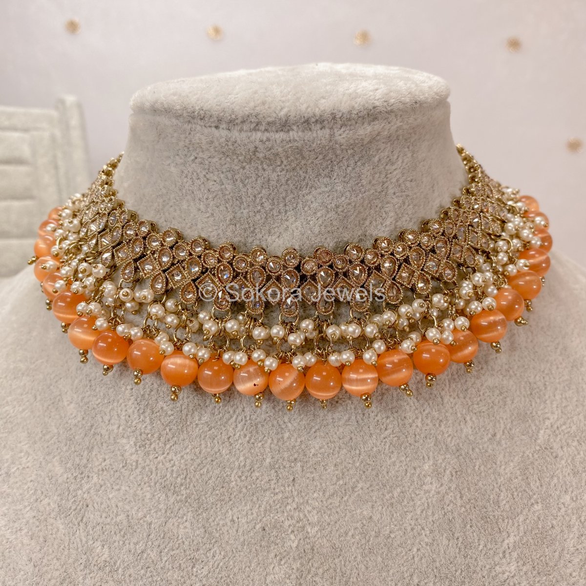 Orange colour 2025 necklace set