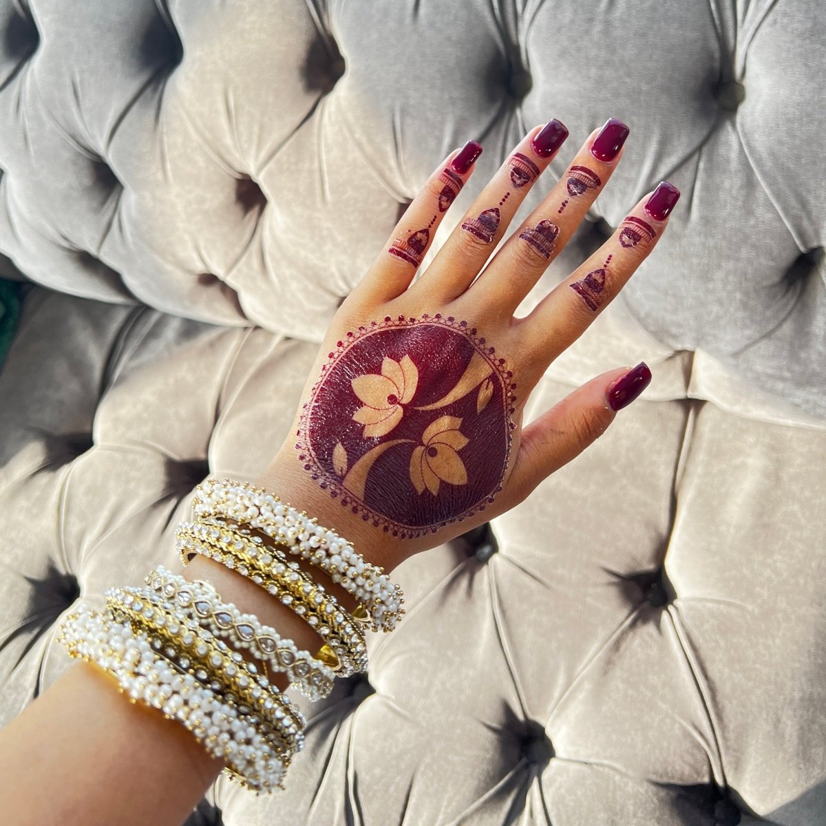 Henna Temporary Tattoo: Lotus Flower (Both Hands) - SOKORA JEWELSHenna Temporary Tattoo: Lotus Flower (Both Hands)