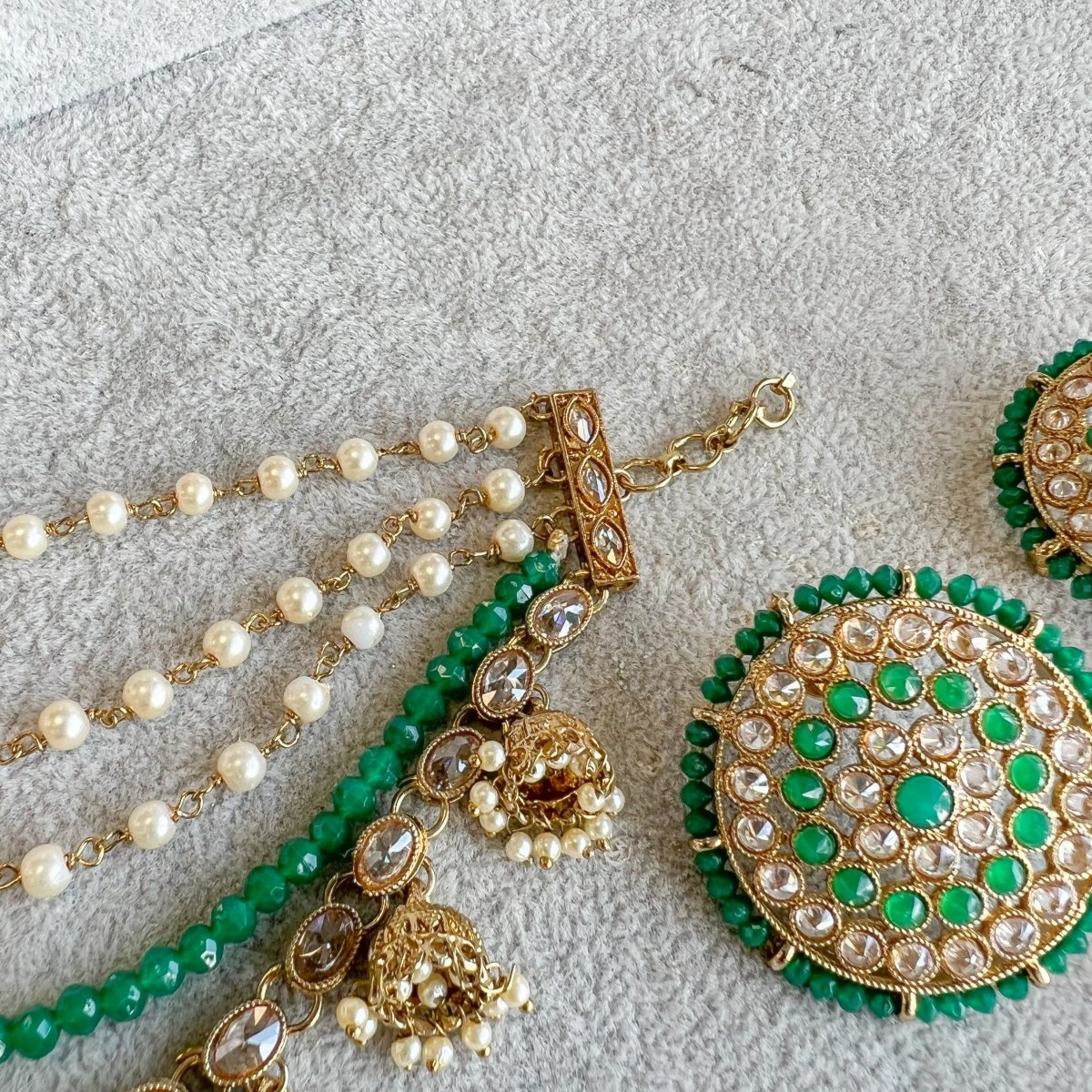 Hina Jhumka detail earrings - Green - SOKORA JEWELSHina Jhumka detail earrings - GreenEARRINGS