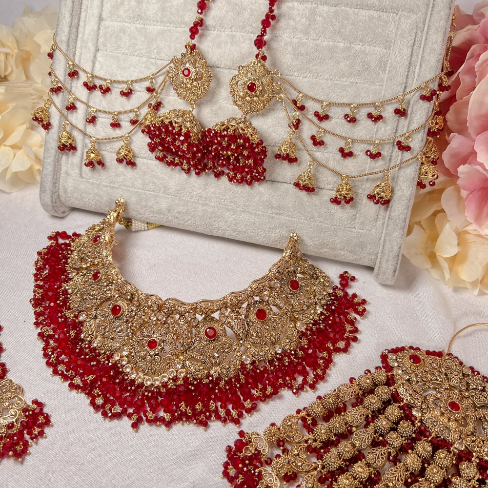 Huma Bridal set - Red - SOKORA JEWELSHuma Bridal set - Red